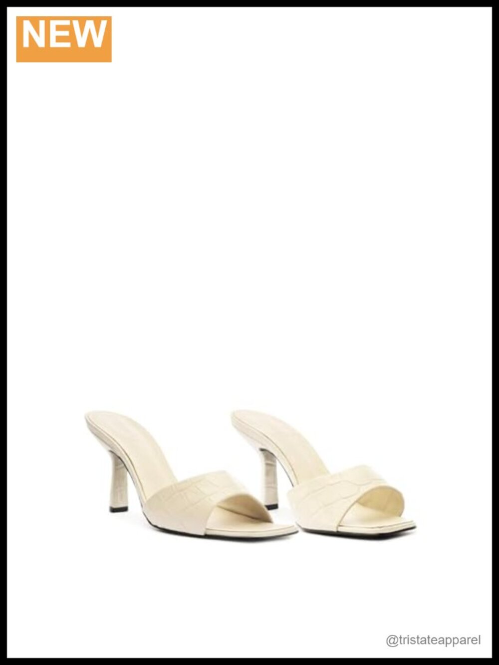 Posseni Mule Sandals Stiletto Heeled stamped leather Slip On